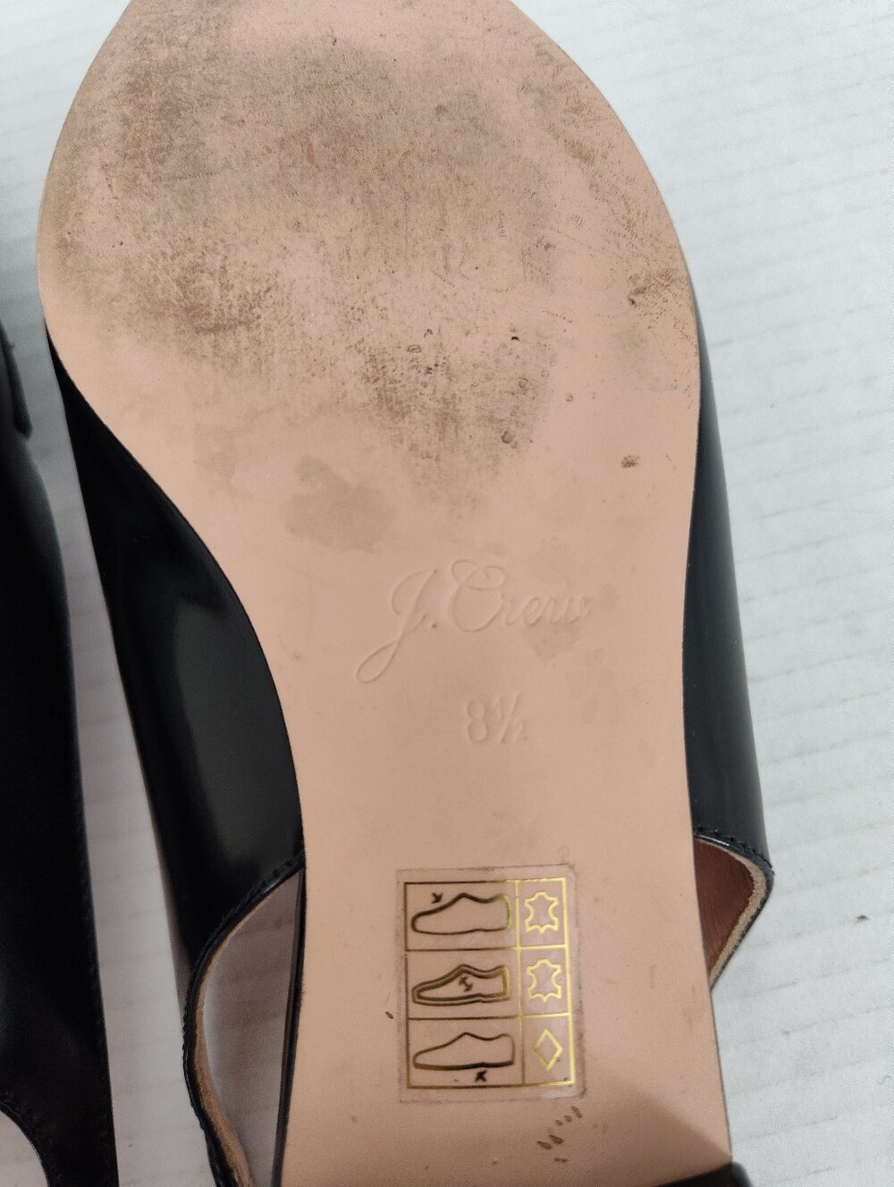 J Crew Black White Patent Leather Slingback Ballet Flats 8.5 Penny Loafer Shoes - Picture 2 of 8